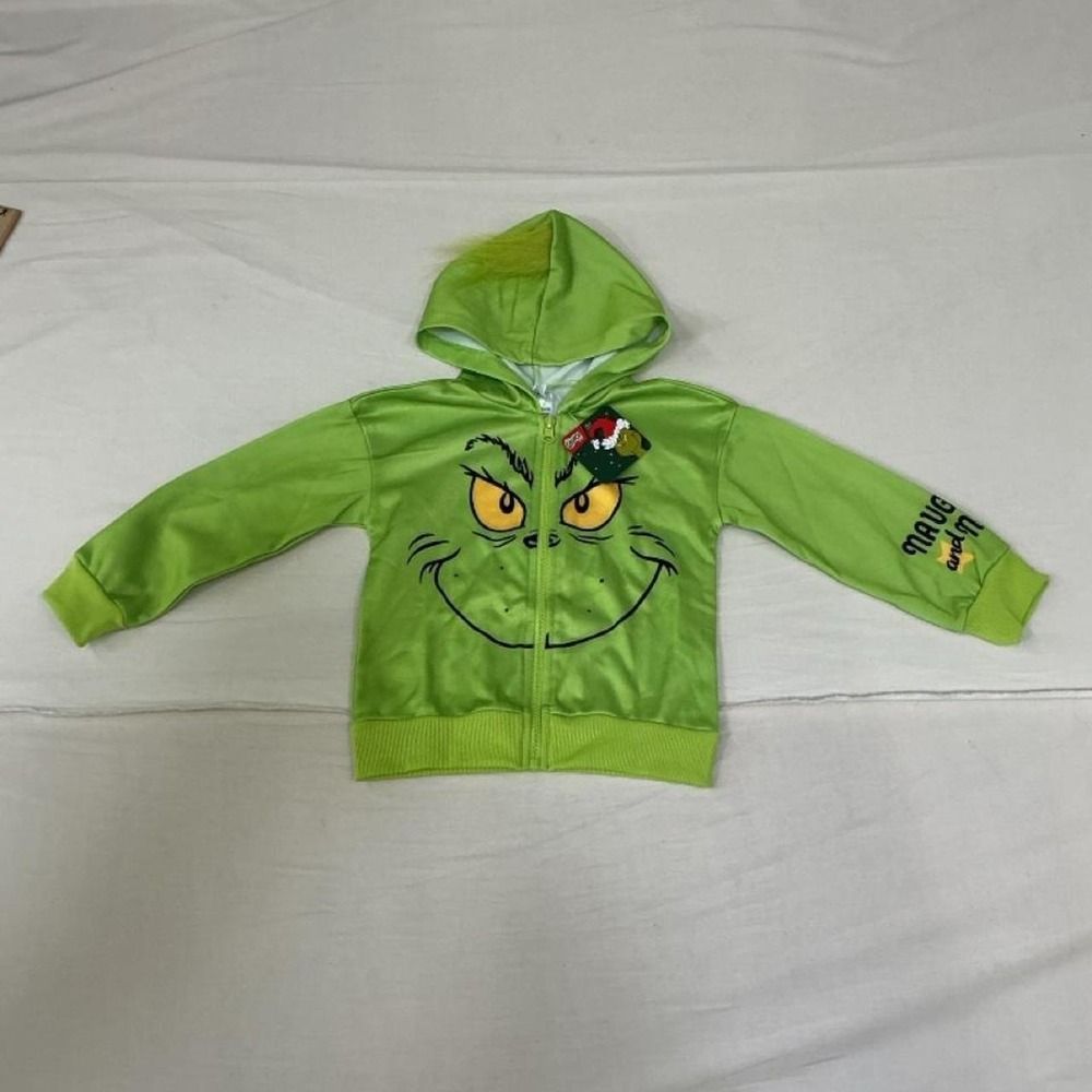The Grinch Kids' Green Zip-Up Hoodie Size 4 NWT